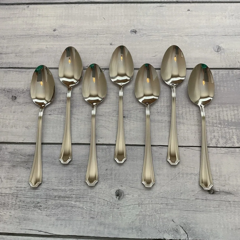 Wallace ARLINGTON Oval Place Spoons Set Of 7‎ Stainless Steel Flatware #1
